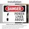 Signmission Power Lines Above Danger Sign, Vinyl Decal, 10in W x 7in L, 2PK OS-2PACK-DS-D-710-L-1536 - alternate 4